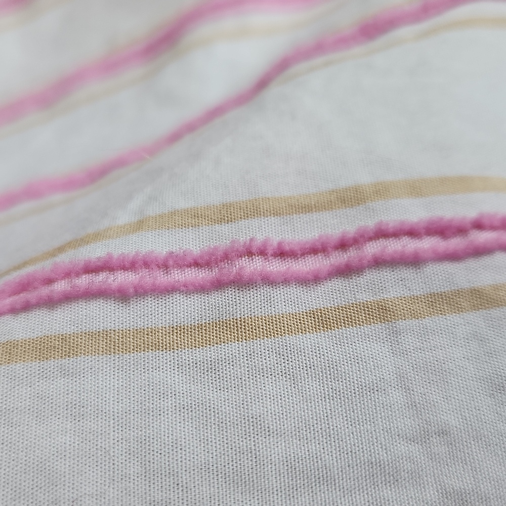 J. Crew Ruffle Neck Tie-Front Striped Blouse Cotton Popover Pink Tan Small - Picture 8 of 13
